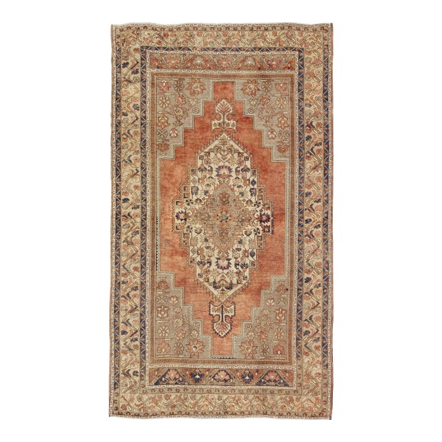 Vintage Turkish Oushak Rug 7'5 X 13' For Sale