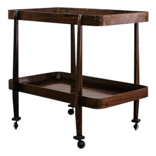 Mid-Century Rustic Wooden Serving Cart, 1950s For Sale