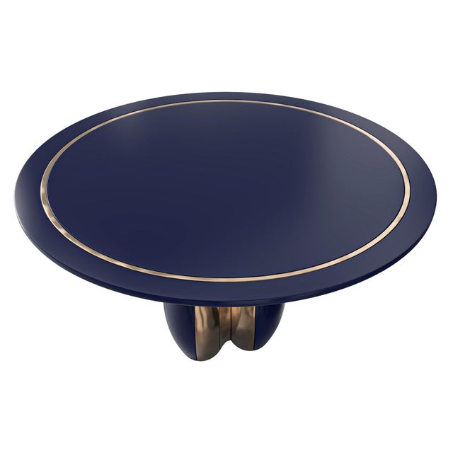 Metal "Alphacute" Round Table With Bronze and Stainless Steel, Handcrafted For Sale - Image 7 of 8