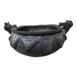 Primitive Terra Cotta Effigy Pot or Bowl For Sale