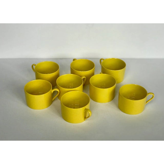 1970s Vintage Fitz and Floyd, Inc. "Total Color" Yellow Coffee Cups - Set of 4 For Sale - Image 5 of 13