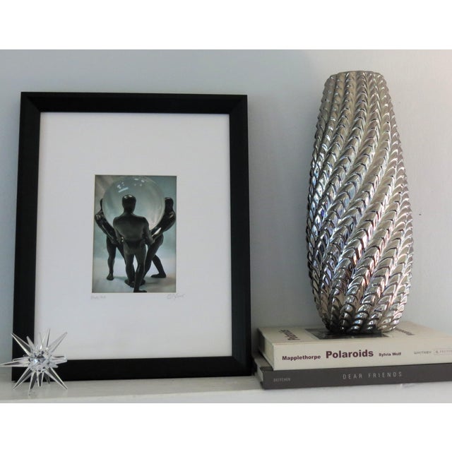 Atlas, Trio. Bronze and Crystal image with digitally enhanced filter framed and matted under glass. A dynamic custom...