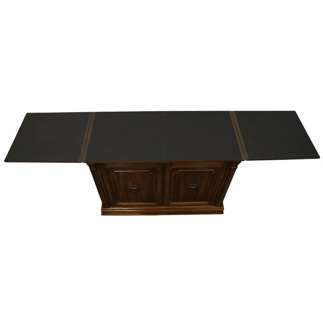 Davis Cabinet Co. Solid Antique Walnut Italian Neoclassical Tuscan Style 80" Flip Top Server Buffet For Sale - Image 9 of 12