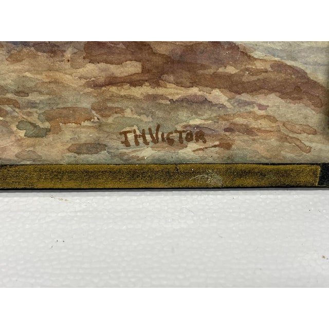 Gray 1920s Lamorna Colony Sheltered Cove Watercolor by Thomas Herbert Victor For Sale - Image 8 of 13