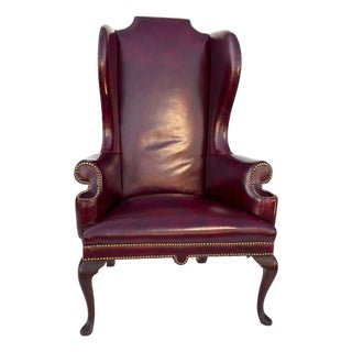 Georgian Style Leather Wingback Chair For Sale