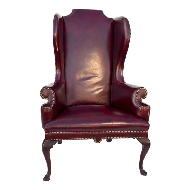 Georgian Style Leather Wingback Chair For Sale