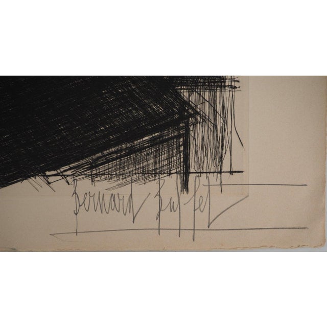 Bernard buffet (1928-1999) brittany, belle ile en mer: the bell tower of sauzon, 1962 original engraving (lacourière...