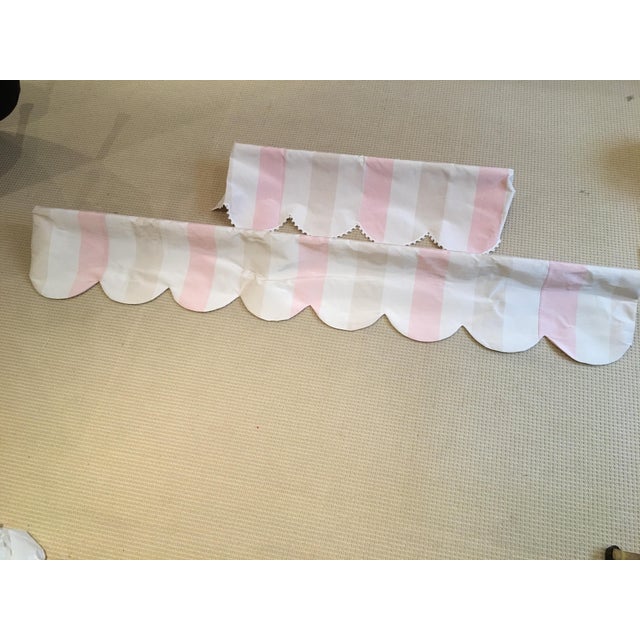Textile Scalloped Moire Lee Jofa Fabric Valances Pale Pink, Beige and Creme For Sale - Image 7 of 7