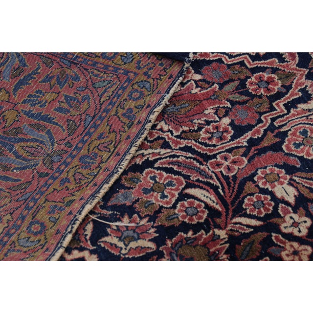 Textile Antique Kashan Persian Rug in Red and Blue With Floral Patterns - Rug & Kilim For Sale - Image 7 of 7