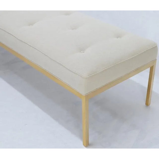 1970s Extra Long Solid Brass Base Frame Spring Loaded New Upholstery Bench Daybed For Sale - Image 12 of 13