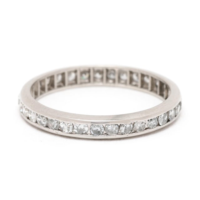 1940's .50ctw Diamond Eternity Band Ring, Platinum, Ring Size 5.25 For Sale - Image 4 of 6