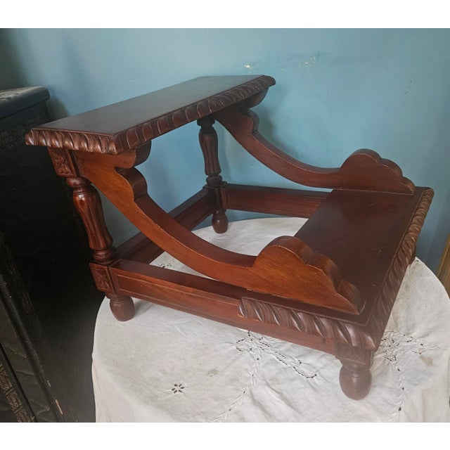 Carved Mahogany Bed Library Step For Sale - Image 9 of 11