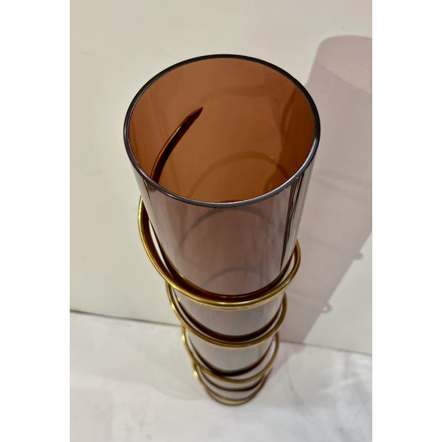 Vintage Mid-Century Modern Italian Design cylindrical sculpture vase, attributed to Romeo Rega, tall and slender, the...