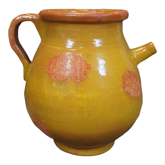 Antique French Ochre Terracotta Olive Oil Jar Jug Amphora Vase Vessel For Sale