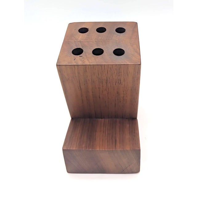 Chestnut Mid 20th Century Staved Walnut Wood Pencil Holder For Sale - Image 8 of 10