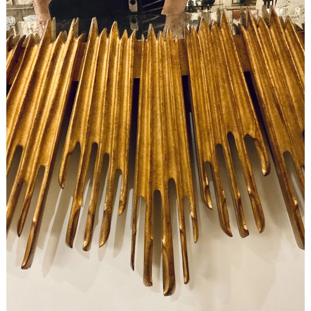 Original retail $3747, stylish Contemporary Gold Soliel Sunburnt Wall Mirror, antique mirror, showroom floor sample