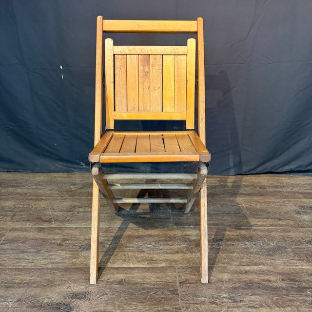 Midcentury Vintage Wooden Stackable Folding Chairs From Maine -Set of 12 For Sale In Portland, ME - Image 6 of 9