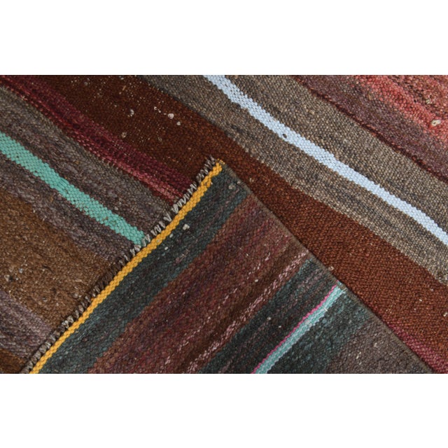 1970s Vintage Handmade Wool Cotton Brown Runner Rug For Sale - Image 9 of 11