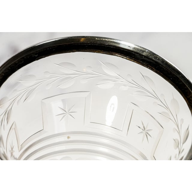 Traditional Stunning Antique Etched Glass Vase With Sterling Silver Rim & Pedestal Base Floral Trumpet Vase Luxury Home Decor For Sale - Image 3 of 18