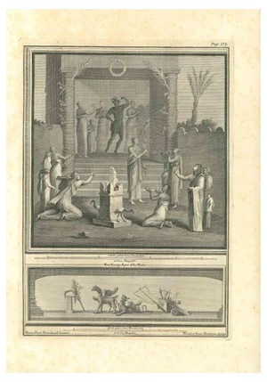 Roccus Pozzi, Ancient Roman Fresco, Original Etching, 18th Century