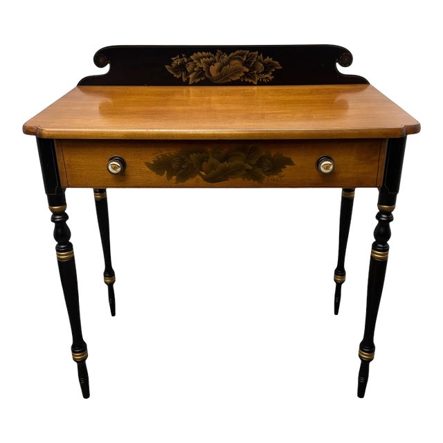 Vintage Lambert Hitchcock Traditional Americana Style Maple Writing Desk For Sale