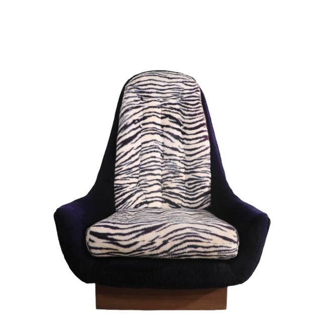 Purple Swivel Lounge Chair in Purple and Zebra Shag Upholstery by Schnadig After Pearsall Ca 1970's For Sale - Image 8 of 13