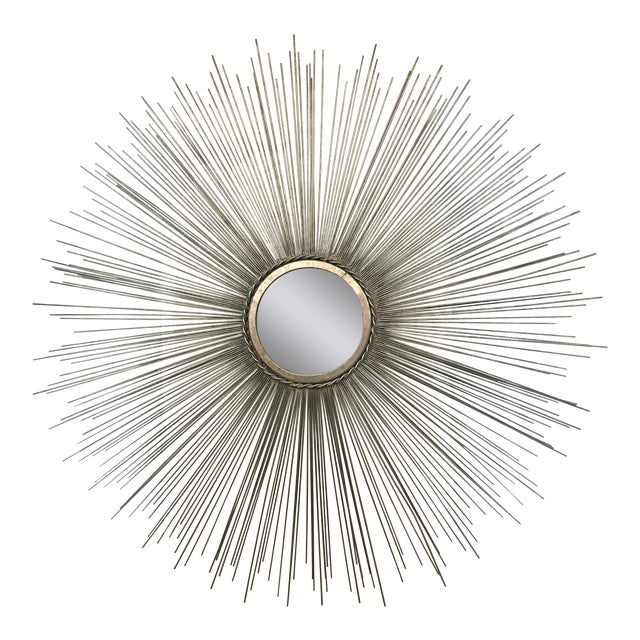 Mid Century Modern Starburst Mirror | Chairish Wood mirror, octagon wooden frame mirror, mid century modern mirror wall.