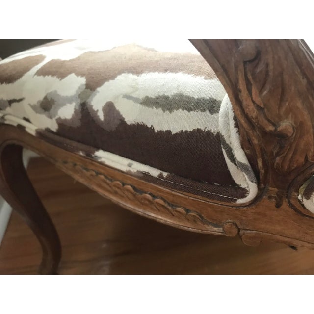 Chocolate 1950s Louis Xv Style Open Armchair in Contemporary Fabric For Sale - Image 8 of 11