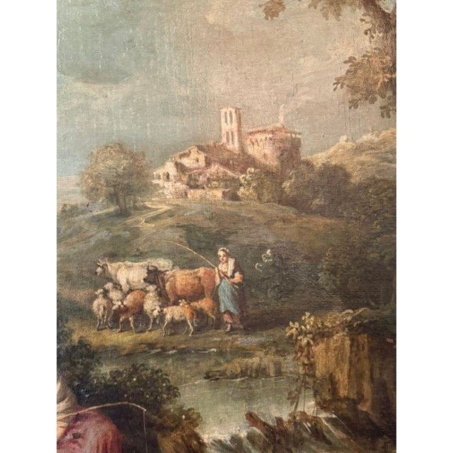 Wood Pair of Large Scale Italian Oil on Canvas River Scenes For Sale - Image 7 of 9