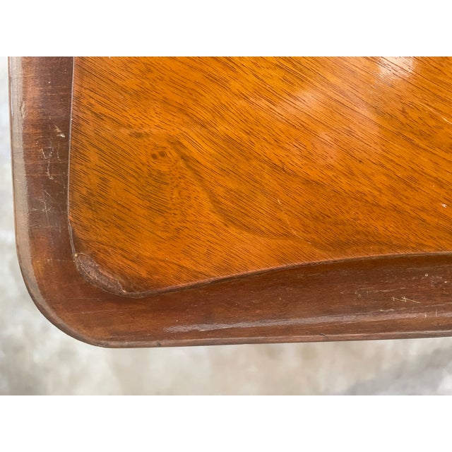 c.1920's-30's French Louis XV Style Walnut Tea Table With Removable Glass Serving Tray Top For Sale - Image 9 of 9