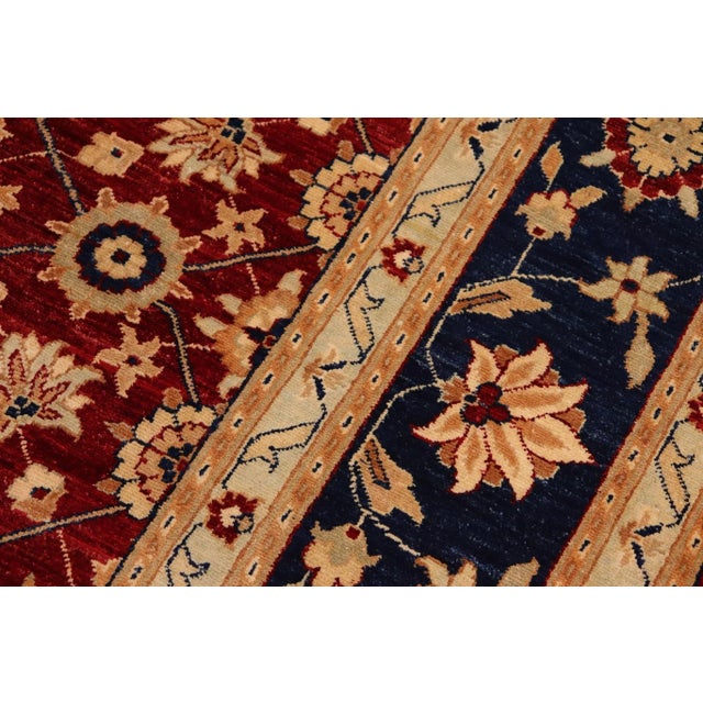 Red Classic Ziegler Red Blue Hand-Knotted Wool Rug - 9'11'' X 14'2'' For Sale - Image 8 of 8