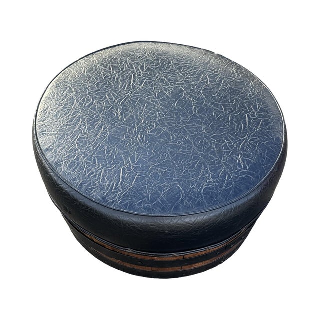 Brutalist Vintage Whiskey Barrel Ottoman For Sale - Image 3 of 4