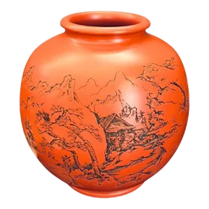 Vintage Japanese Tokoname Red Clay Jar, Artist Stamped & Signed