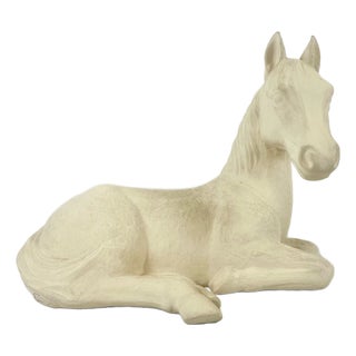 Vintage Large Ceramic Lying Horse Figure, 1980s For Sale