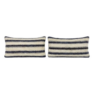 Modern Kilim Lumbar Pillow Cover 10'' X 20'' - Set of Two For Sale