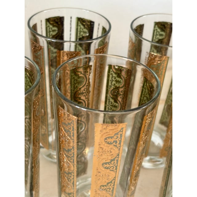 Vintage 1970s Green & Gold Glass Tumblers- A Set of 8 For Sale - Image 10 of 10
