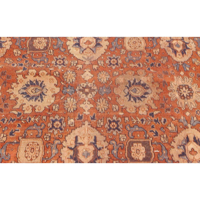Authentic Persian Tabriz Red Handmade Wool Carpet For Sale - Image 4 of 7