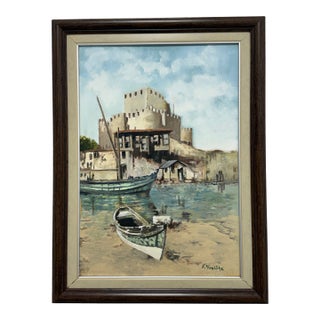 F. Yayboke Turkish Seascape Oil Painting, Circa 1960's For Sale