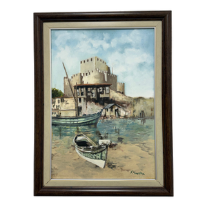 F. Yayboke Turkish Seascape Oil Painting, Circa 1960's