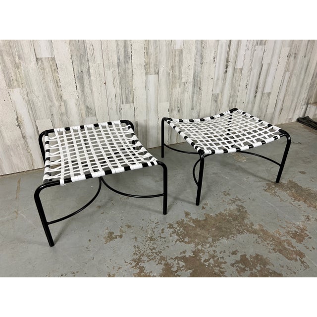 1950s Attributed to Tadao Inouye for Brown Jordan " Kantan "Style Ottomans - Set of 2 For Sale - Image 12 of 12