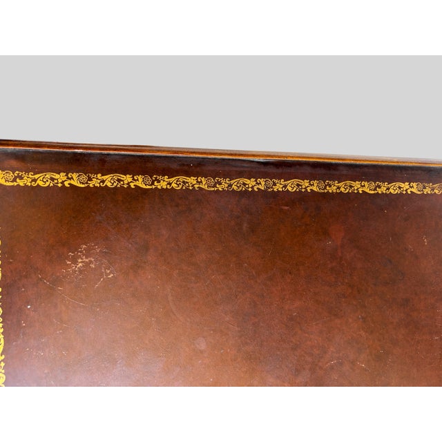 1950s Leather Top End Table Set of 2 For Sale - Image 5 of 5
