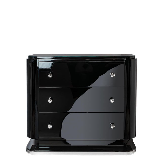Vintage High-Gloss Black Dresser For Sale - Image 4 of 4