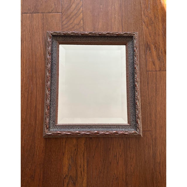 Vintage 1960s Framed Wall Mirror Beveled Glass Rectangular Ornate Leaf Scroll Frame For Sale - Image 9 of 12