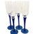 Vintage Cobalt Blue Twisted Stem Champagne Glasses Clear Arabesque Glass Weave Body Set of Four Holds approximately 6 oz...