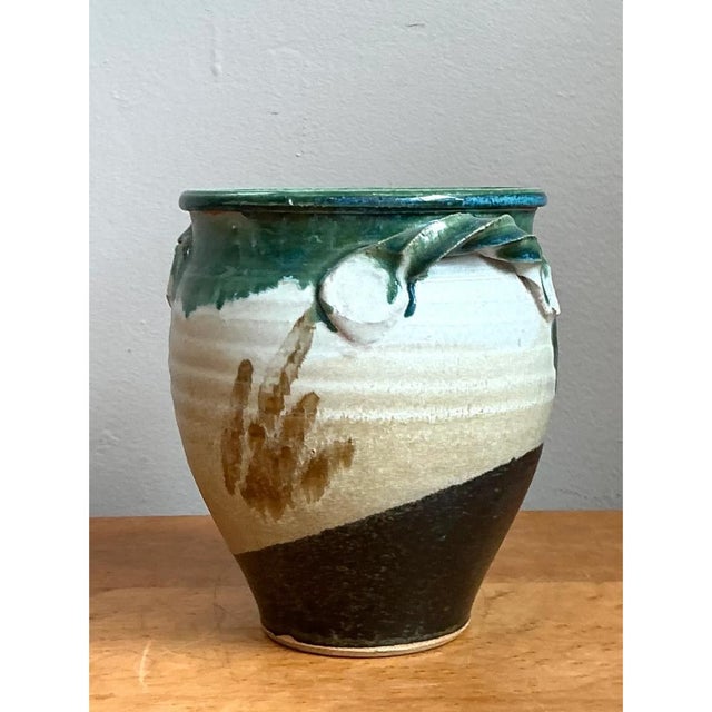 Vintage Drip Glaze Pottery Vase For Sale - Image 9 of 12