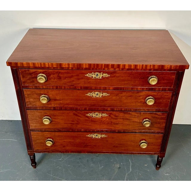 Polished 18th/19th Century Mahogany Chest, Dresser or Commode, Bronze Accents For Sale - Image 4 of 13