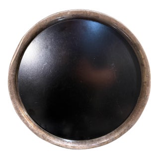 Modernist Silver Plated & Black Melamine Serving Tray Italy Argente For Sale