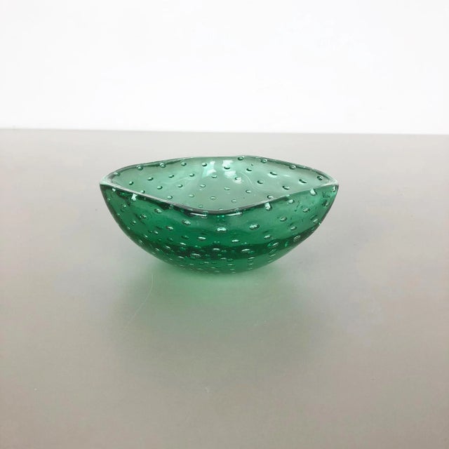 Green Murano Glass Bullicante Ashtray, Italy, 1970s For Sale - Image 4 of 18