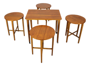 Mid-Century Modern Folding Table and Stools by Poul Hundevad, 1960s, Set of 5
