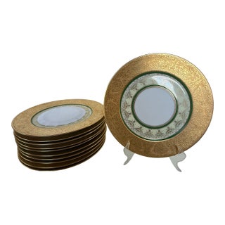 Set of 11 Edelstein Bavaria Gilt-Encrusted Service Plates, C. 1930s–40s For Sale